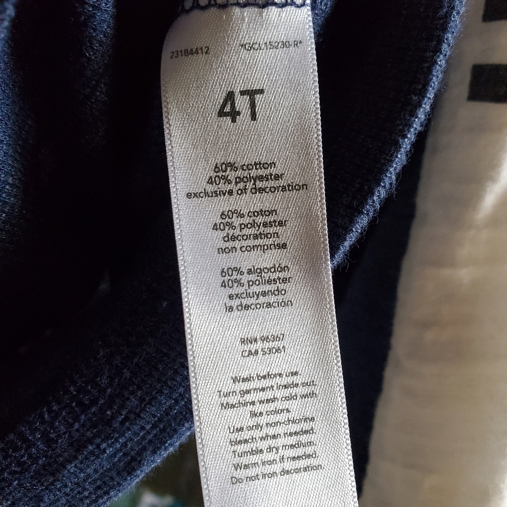 4T Osh Kosh B'Gosh Blue Hoodie with White & Blue Logo Accents On Sleeves - Picture 4 of 7